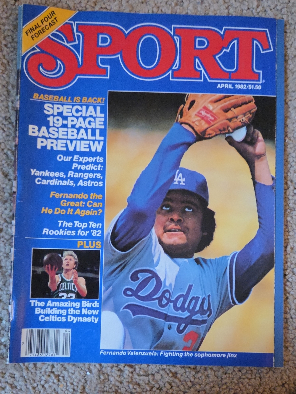 SPORT Magazine April 1982 Cover Featuring Fernando Valenzuela - Blue